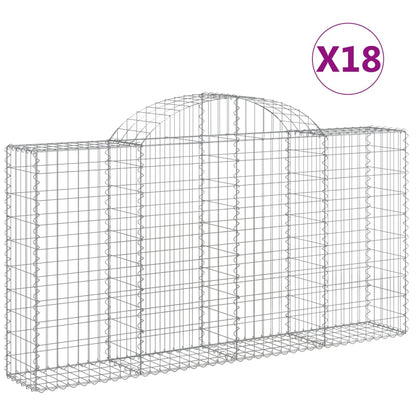 Gabionkurver buede 18 stk 200x30x100/120 cm galvanisert jern