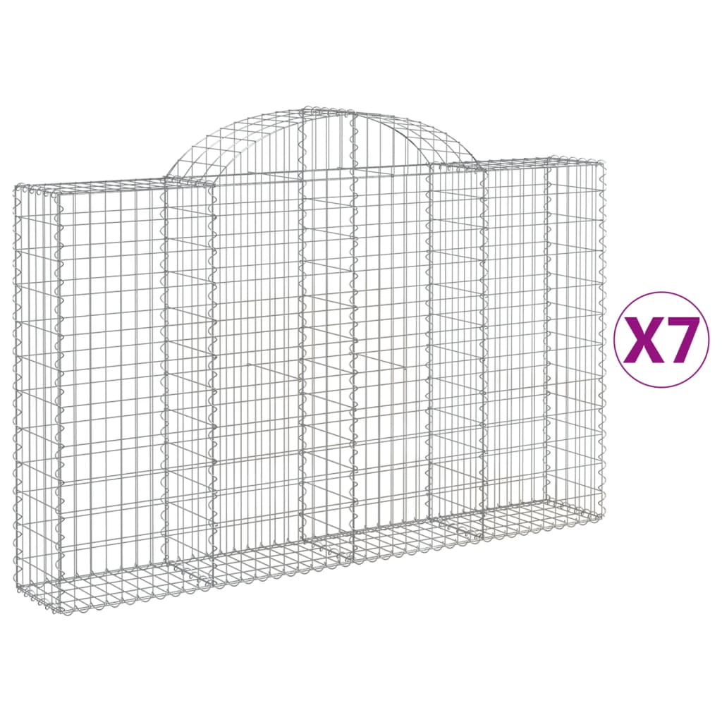 Gabionkurver buede 7 stk 200x30x120/140 cm galvanisert jern
