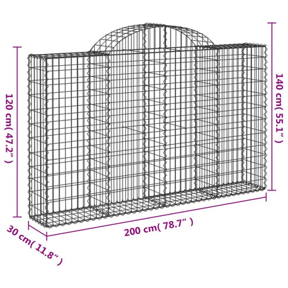 Gabionkurver buede 7 stk 200x30x120/140 cm galvanisert jern