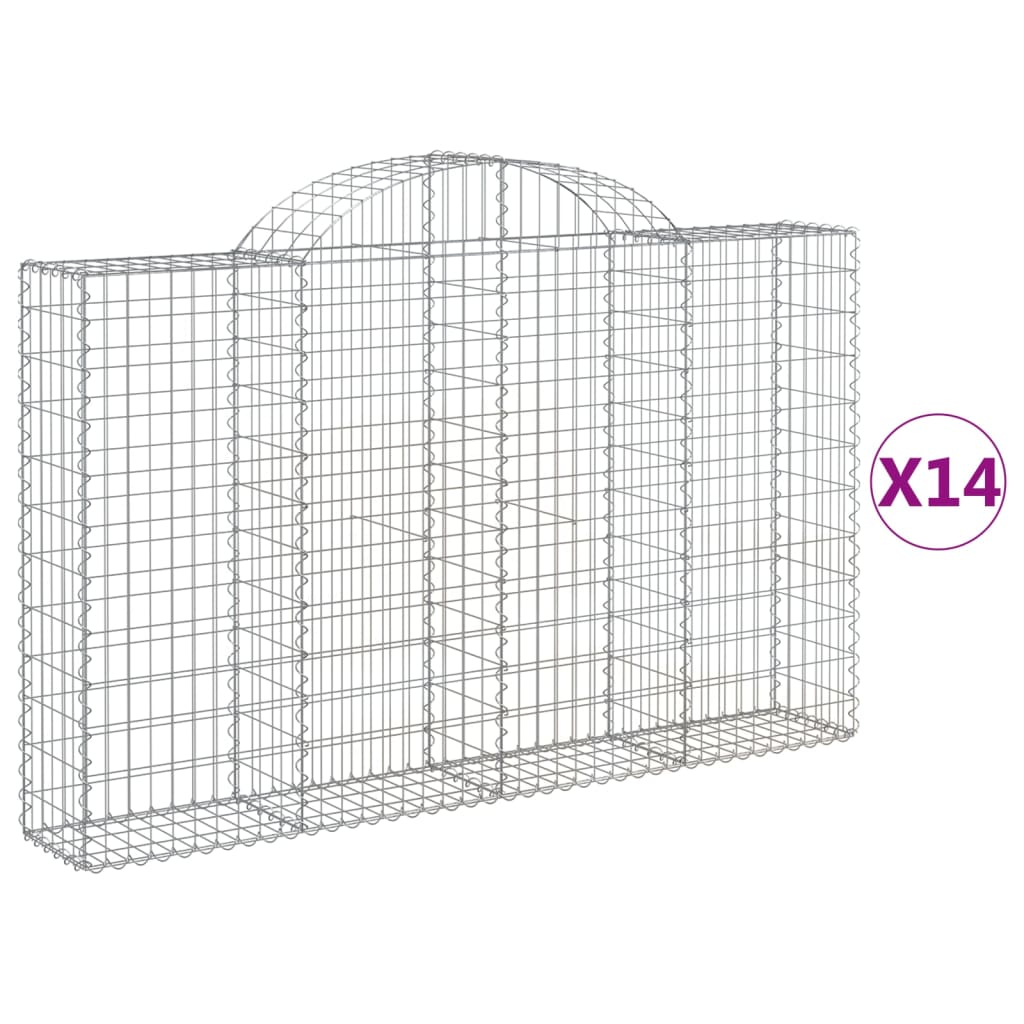 Gabionkurver buede 14 stk 200x30x120/140 cm galvanisert jern