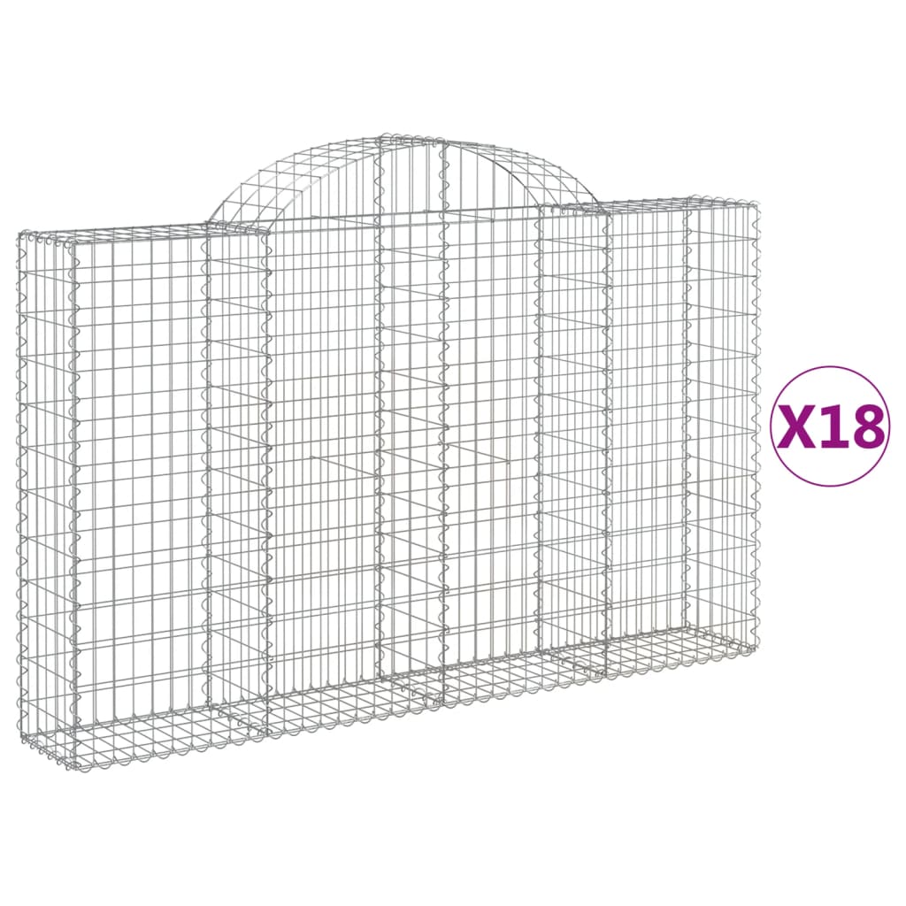 Gabionkurver buede 18 stk 200x30x120/140 cm galvanisert jern