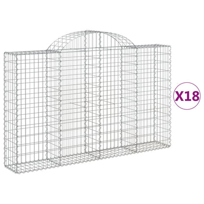 Gabionkurver buede 18 stk 200x30x120/140 cm galvanisert jern