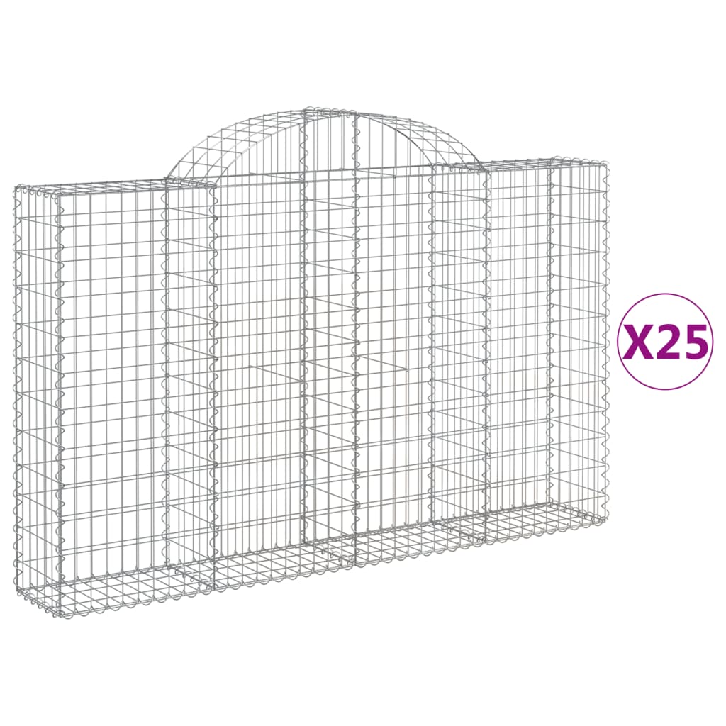 Gabionkurver buede 25 stk 200x30x120/140 cm galvanisert jern