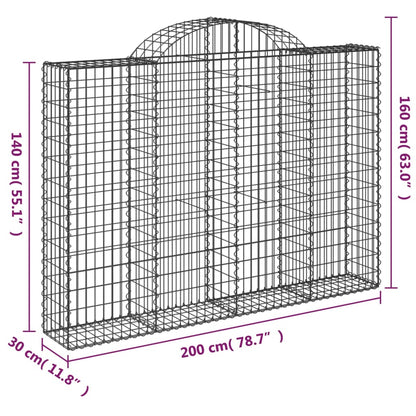 Gabionkurver buede 6 stk 200x30x140/160 cm galvanisert jern