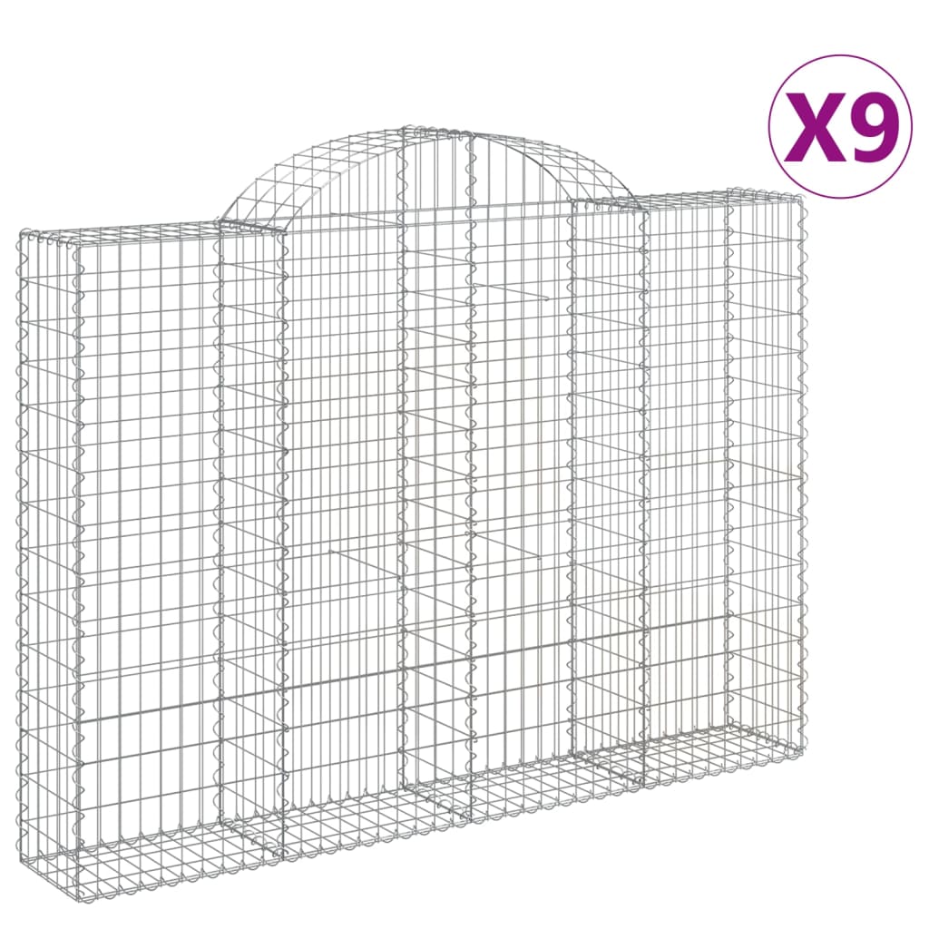 Gabionkurver buede 9 stk 200x30x140/160 cm galvanisert jern