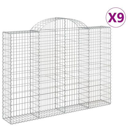 Gabionkurver buede 9 stk 200x30x140/160 cm galvanisert jern
