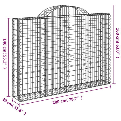 Gabionkurver buede 9 stk 200x30x140/160 cm galvanisert jern