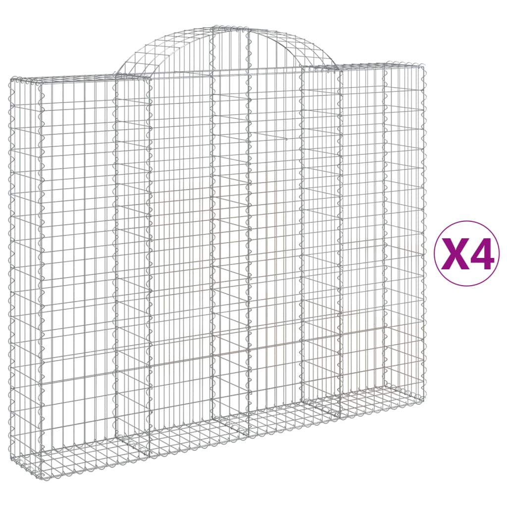 Gabionkurver buede 4 stk 200x30x160/180 cm galvanisert jern