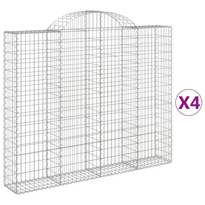 Gabionkurver buede 4 stk 200x30x160/180 cm galvanisert jern