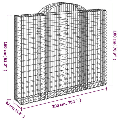 Gabionkurver buede 4 stk 200x30x160/180 cm galvanisert jern