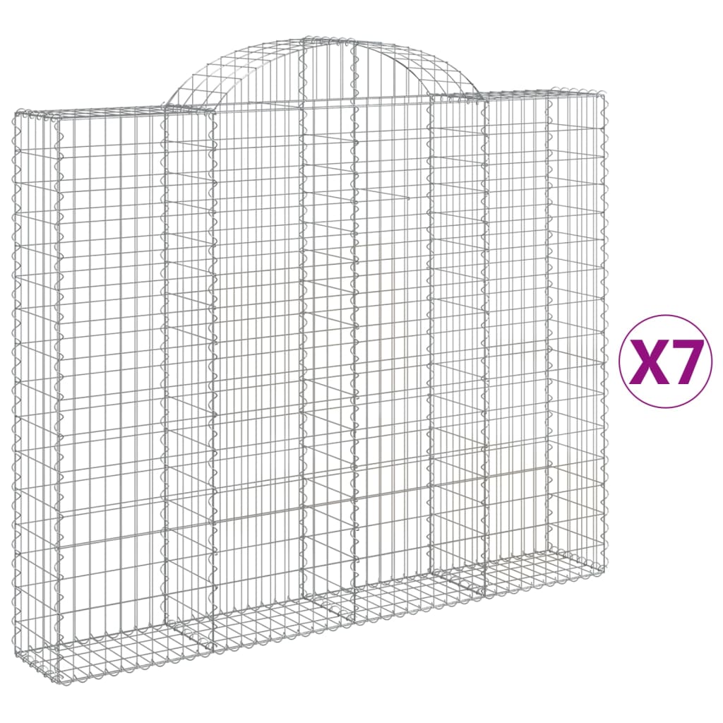 Gabionkurver buede 7 stk 200x30x160/180 cm galvanisert jern
