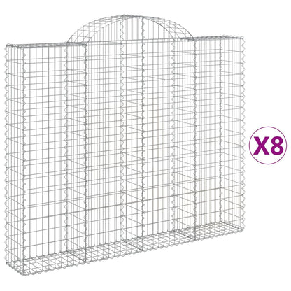 Gabionkurver buede 8 stk 200x30x160/180 cm galvanisert jern