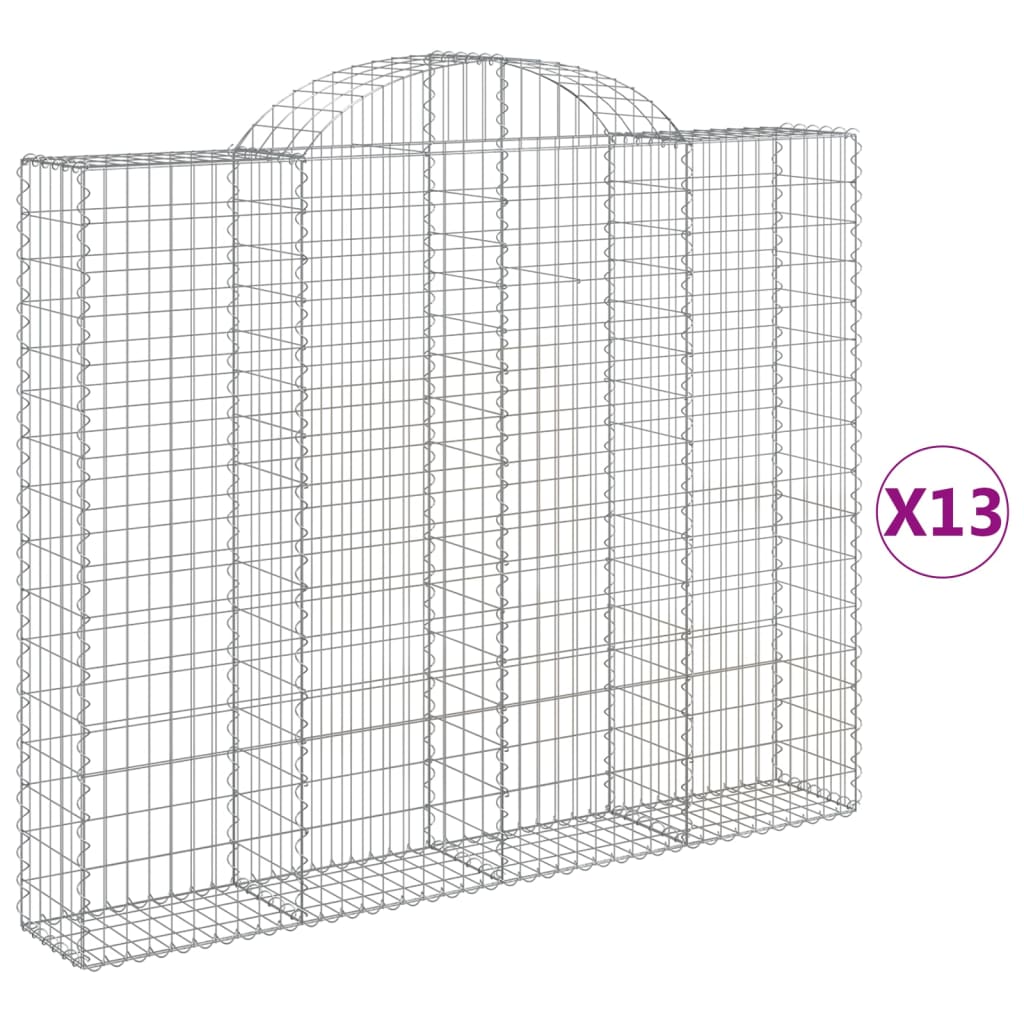 Gabionkurver buede 13 stk 200x30x160/180 cm galvanisert jern