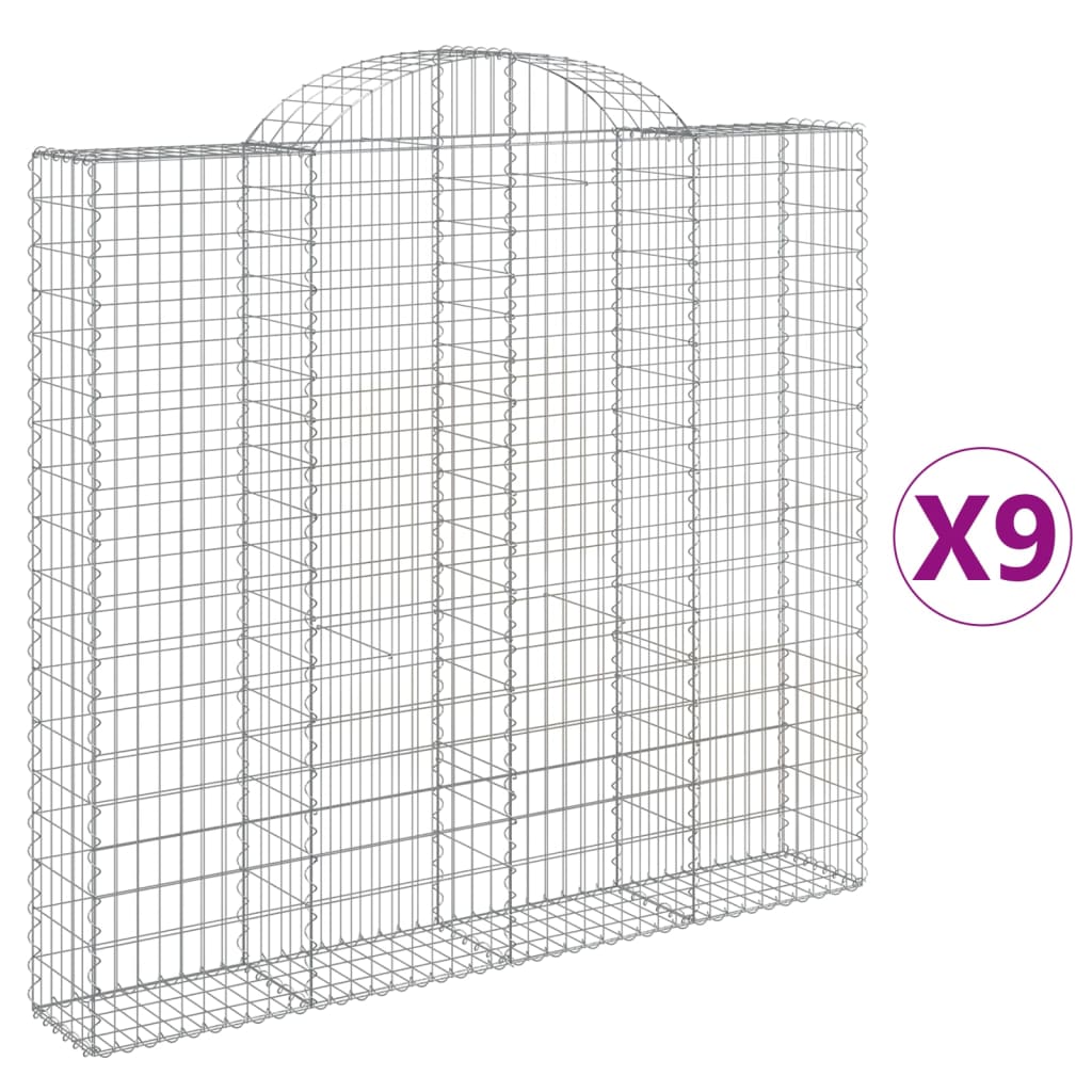 Gabionkurver buede 9 stk 200x30x180/200 cm galvanisert jern