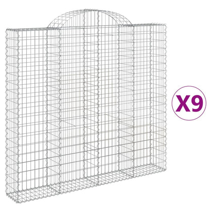 Gabionkurver buede 9 stk 200x30x180/200 cm galvanisert jern