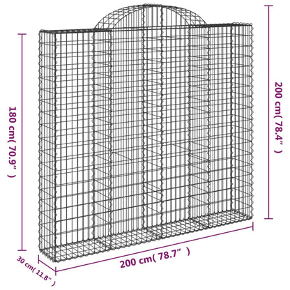 Gabionkurver buede 9 stk 200x30x180/200 cm galvanisert jern