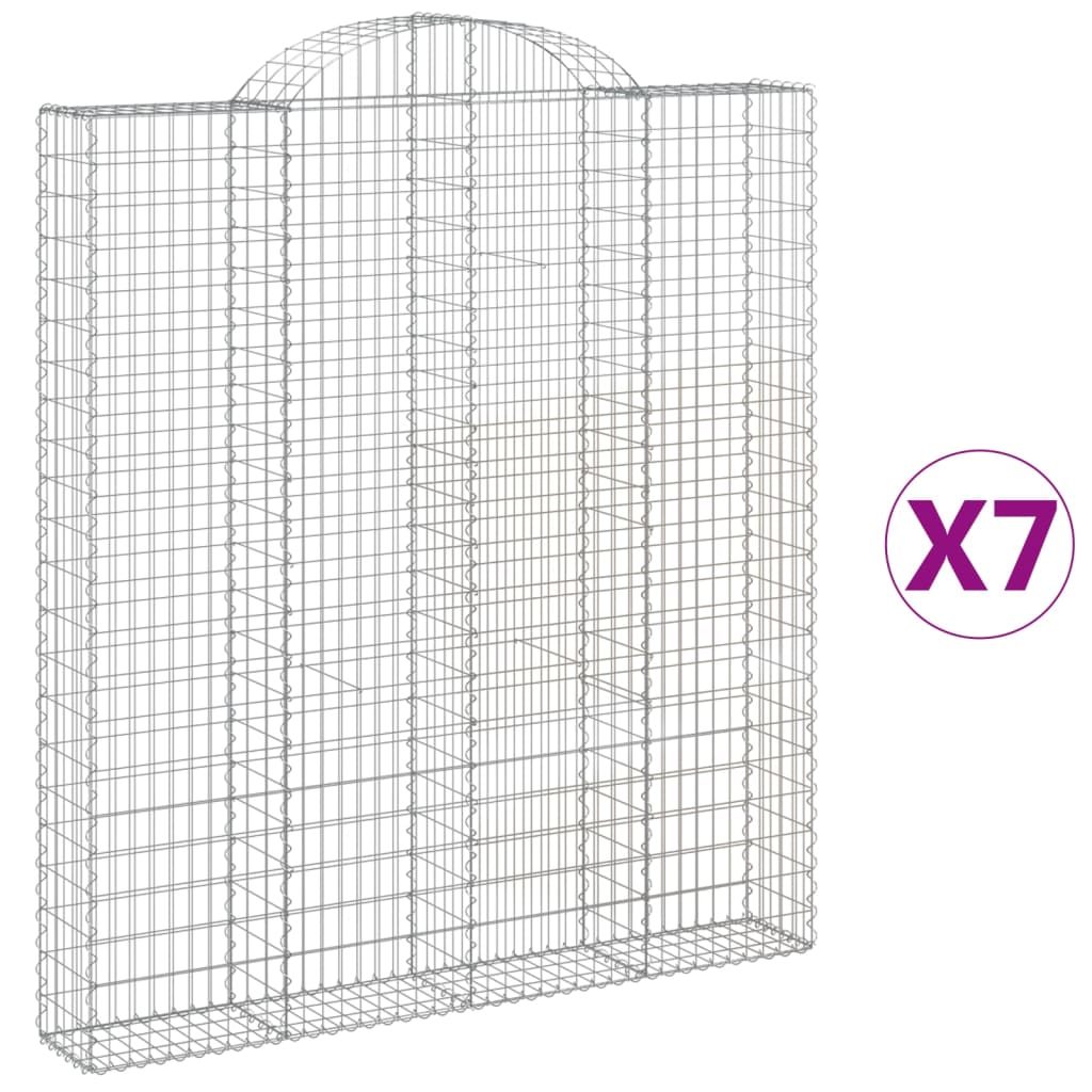 Gabionkurver buede 7 stk 200x30x220/240 cm galvanisert jern