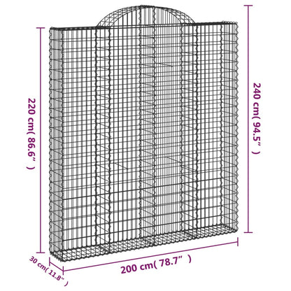 Gabionkurver buede 7 stk 200x30x220/240 cm galvanisert jern