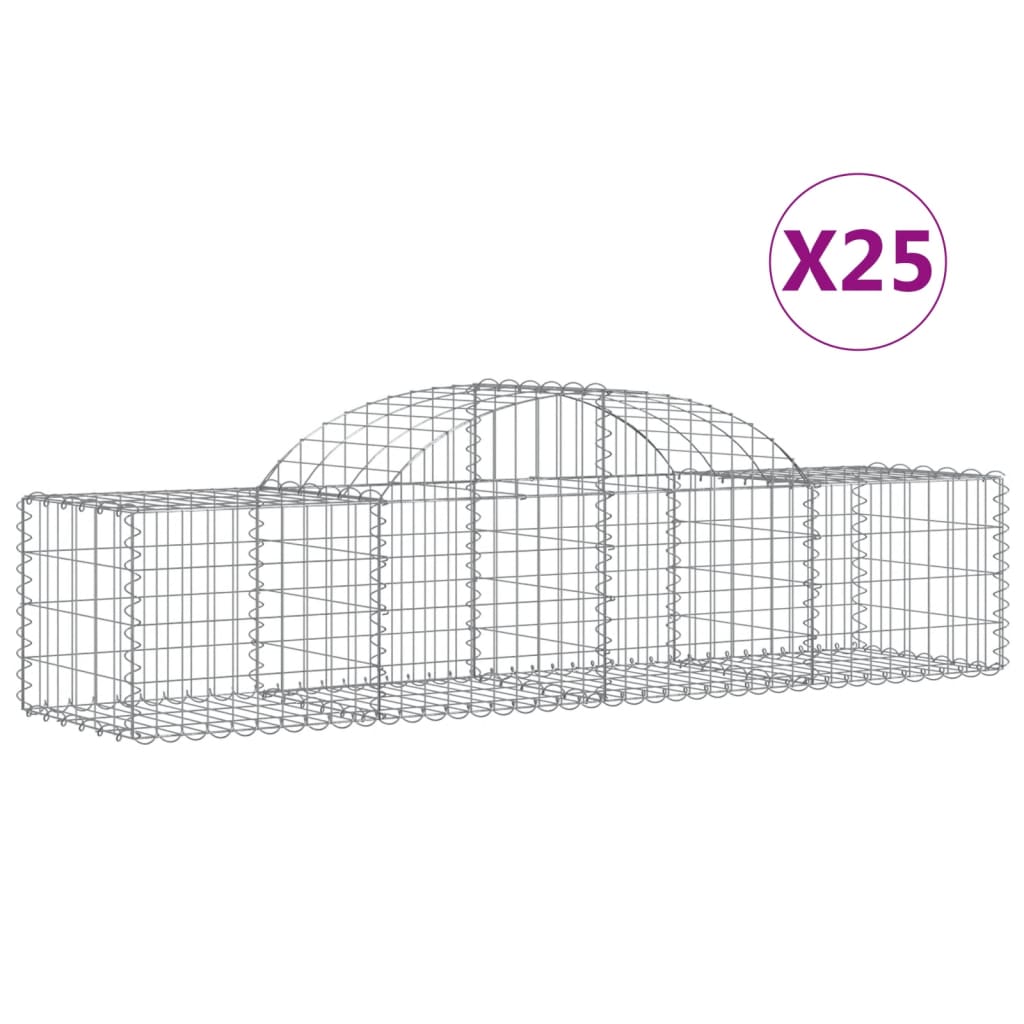 Gabionkurver buede 25 stk 200x50x40/60 cm galvanisert jern