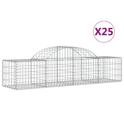 Gabionkurver buede 25 stk 200x50x40/60 cm galvanisert jern