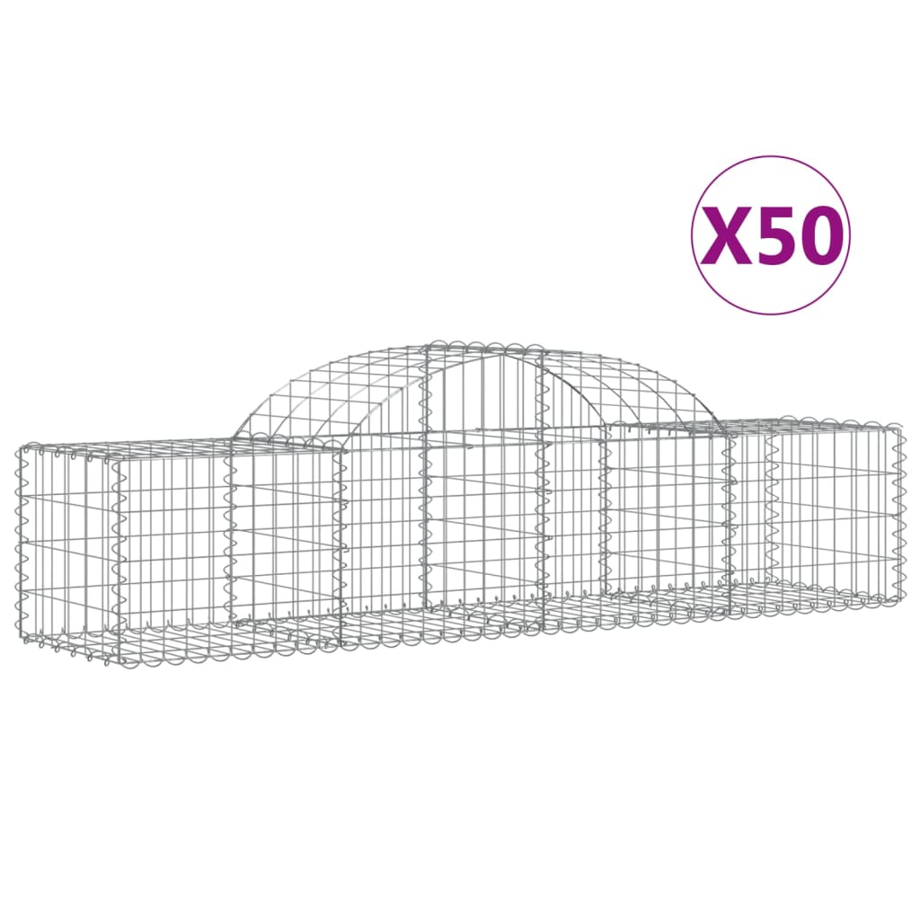 Gabionkurver buede 50 stk 200x50x40/60 cm galvanisert jern