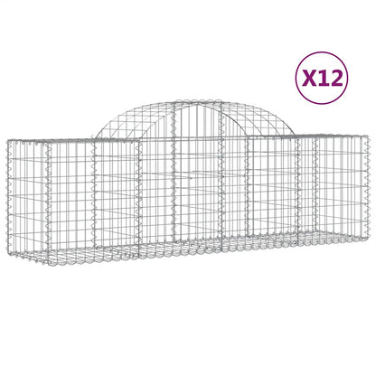 Gabionkurver buede 12 stk 200x50x60/80 cm galvanisert jern