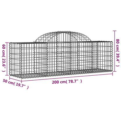 Gabionkurver buede 12 stk 200x50x60/80 cm galvanisert jern
