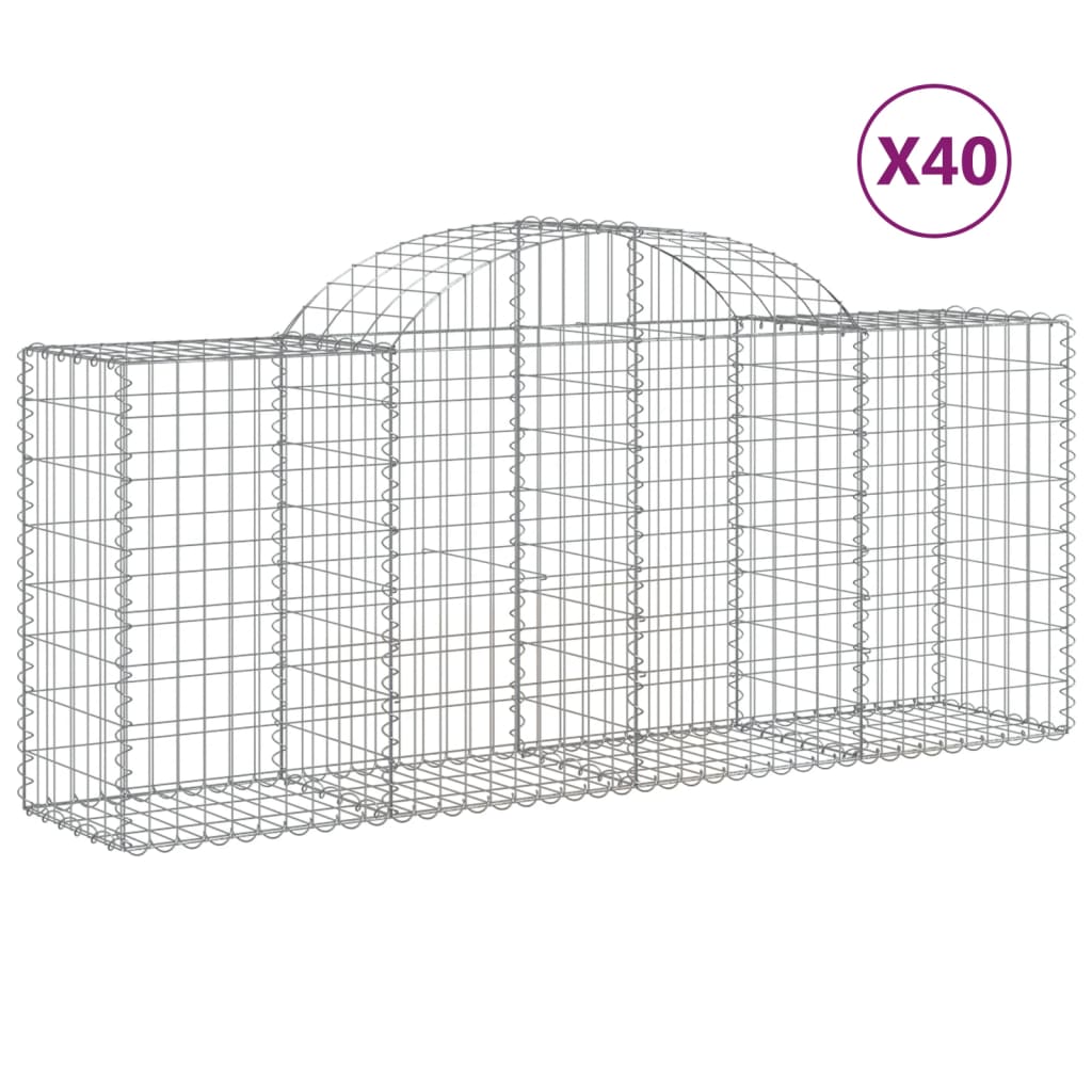 Gabionkurver buede 40 stk 200x50x80/100 cm galvanisert jern