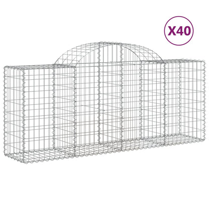 Gabionkurver buede 40 stk 200x50x80/100 cm galvanisert jern