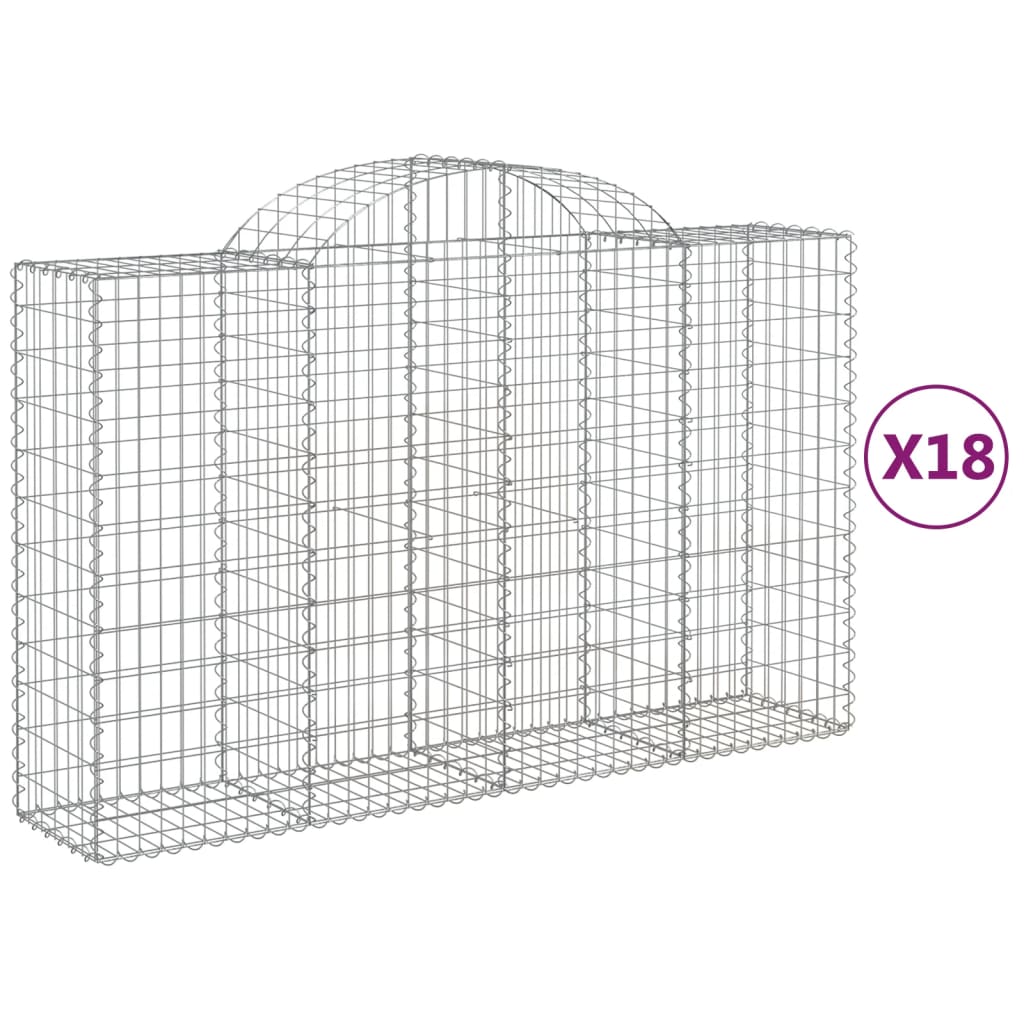 Gabionkurver buede 18 stk 200x50x120/140 cm galvanisert jern