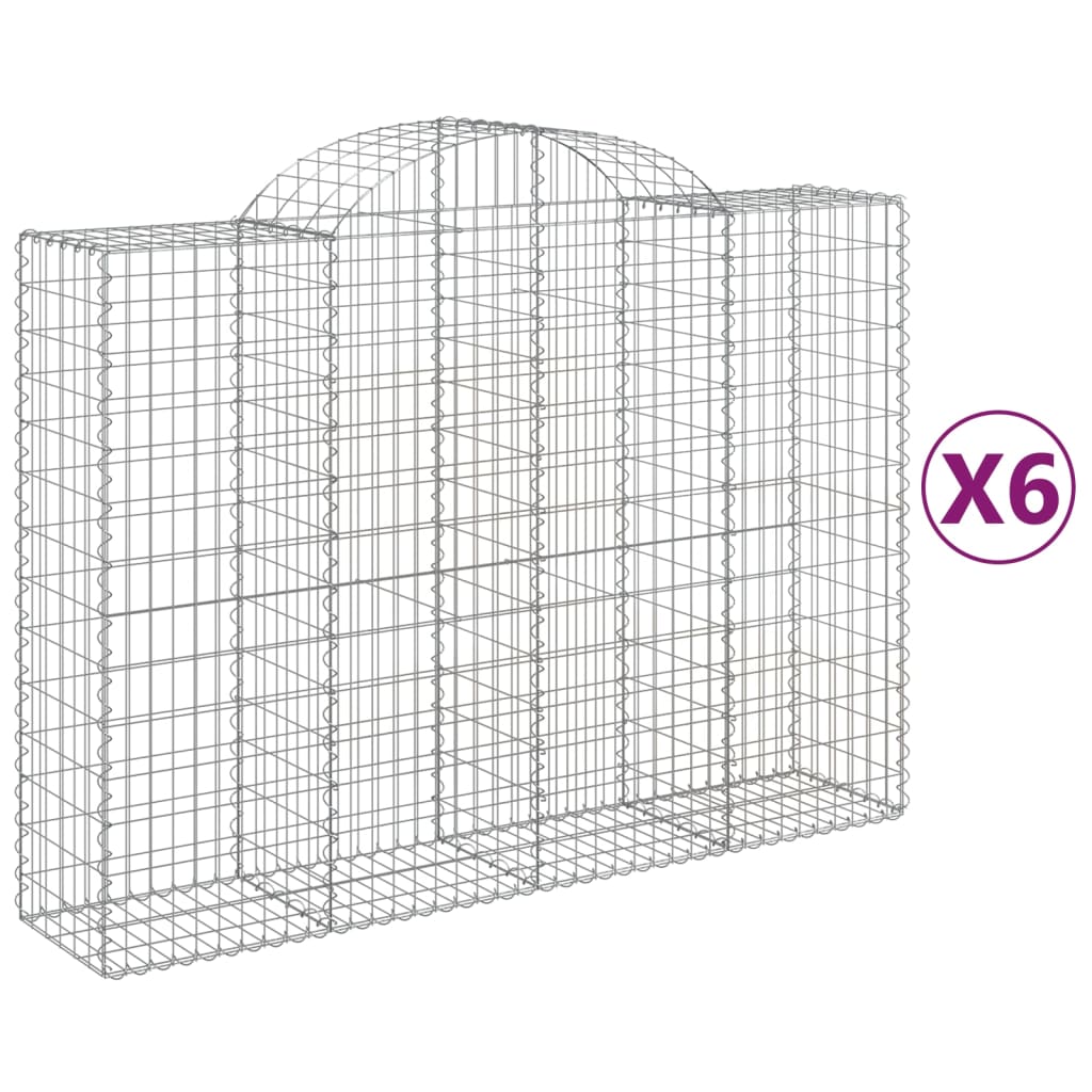 Gabionkurver buede 6 stk 200x50x140/160 cm galvanisert jern