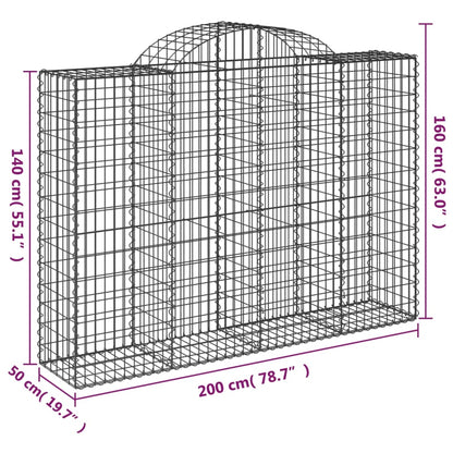 Gabionkurver buede 6 stk 200x50x140/160 cm galvanisert jern