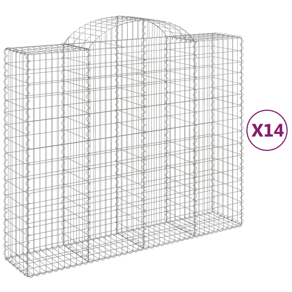 Gabionkurver buede 14 stk 200x50x160/180 cm galvanisert jern