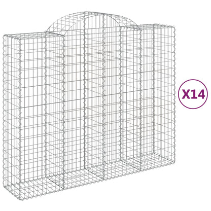 Gabionkurver buede 14 stk 200x50x160/180 cm galvanisert jern