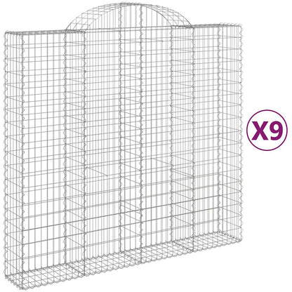 Gabionkurver buede 9 stk 200x50x180/200 cm galvanisert jern