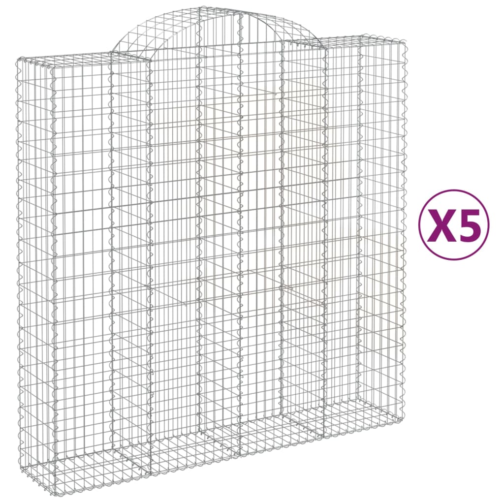 Gabionkurver buede 5 stk 200x50x200/220 cm galvanisert jern