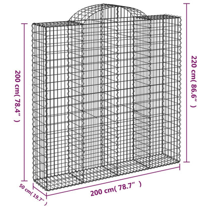 Gabionkurver buede 5 stk 200x50x200/220 cm galvanisert jern