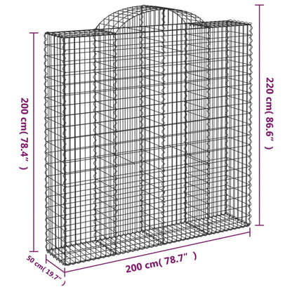 Gabionkurver buede 10 stk 200x50x200/220 cm galvanisert jern