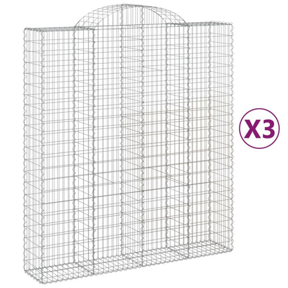 Gabionkurver buede 3 stk 200x50x220/240 cm galvanisert jern