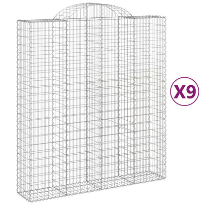 Gabionkurver buede 9 stk 200x50x220/240 cm galvanisert jern