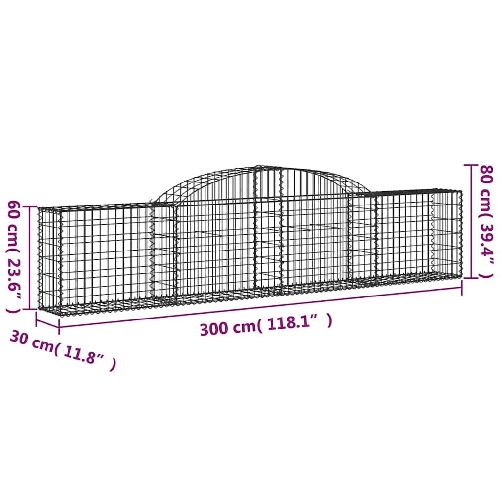 Gabionkurver buede 13 stk 300x30x60/80 cm galvanisert jern