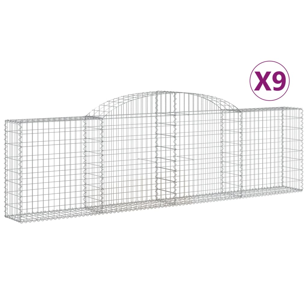 Gabionkurver buede 9 stk 300x30x80/100 cm galvanisert jern