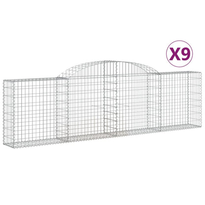 Gabionkurver buede 9 stk 300x30x80/100 cm galvanisert jern