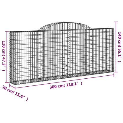 Gabionkurver buede 5 stk 300x30x120/140 cm galvanisert jern