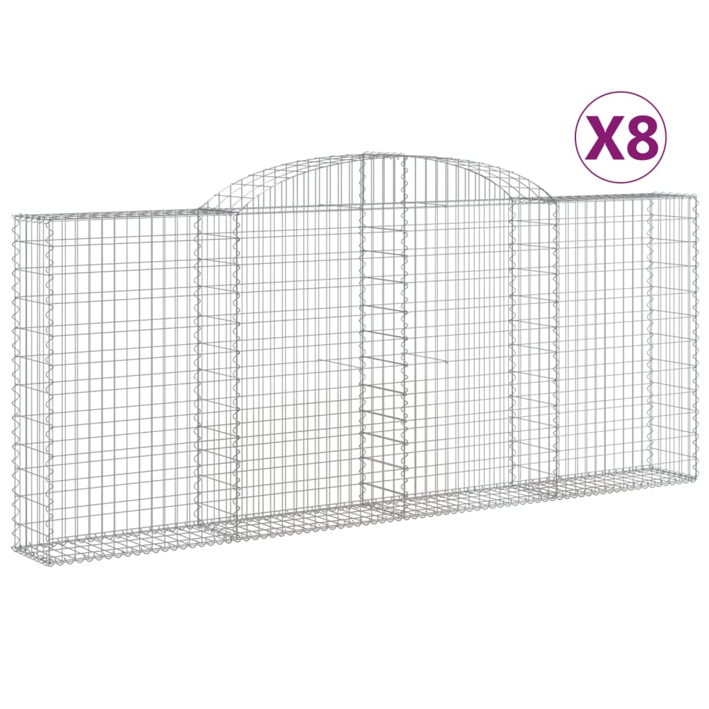 Gabionkurver buede 8 stk 300x30x120/140 cm galvanisert jern