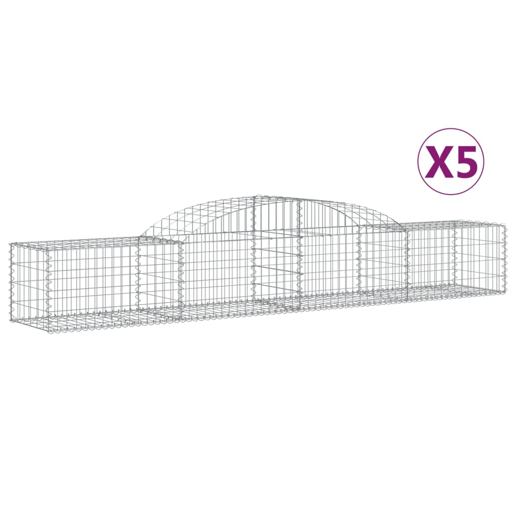 Gabionkurver buede 5 stk 300x50x40/60 cm galvanisert jern