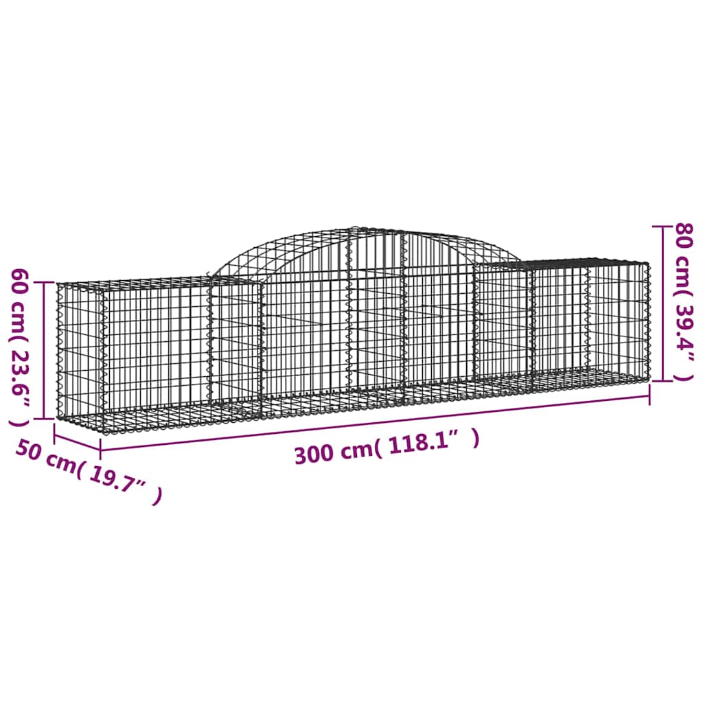 Gabionkurver buede 11 stk 300x50x60/80 cm galvanisert jern