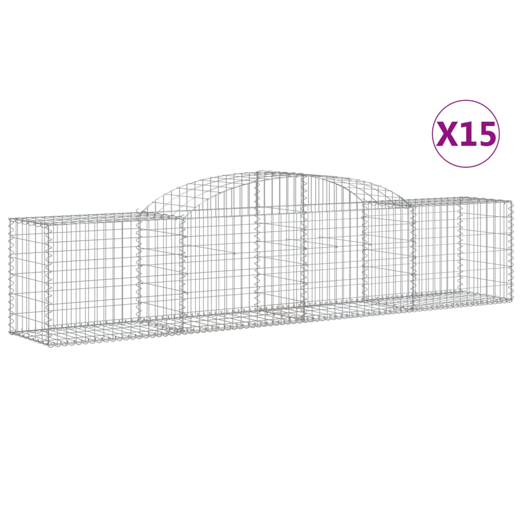 Gabionkurver buede 15 stk 300x50x60/80 cm galvanisert jern