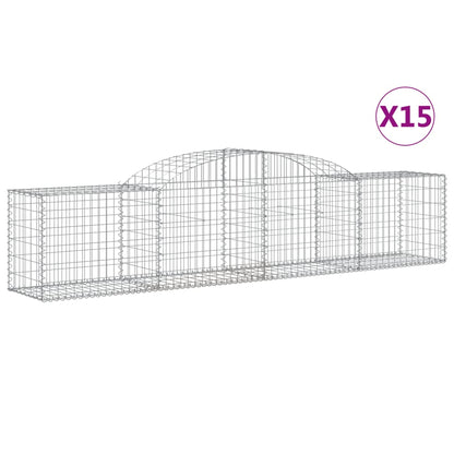 Gabionkurver buede 15 stk 300x50x60/80 cm galvanisert jern