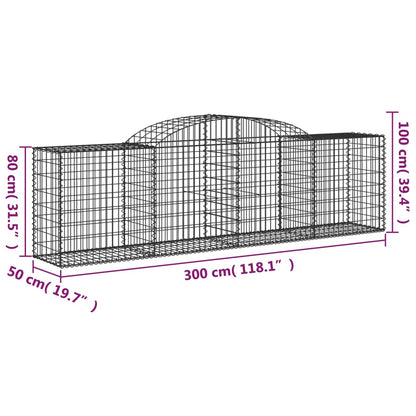 Gabionkurver buede 6 stk 300x50x80/100 cm galvanisert jern